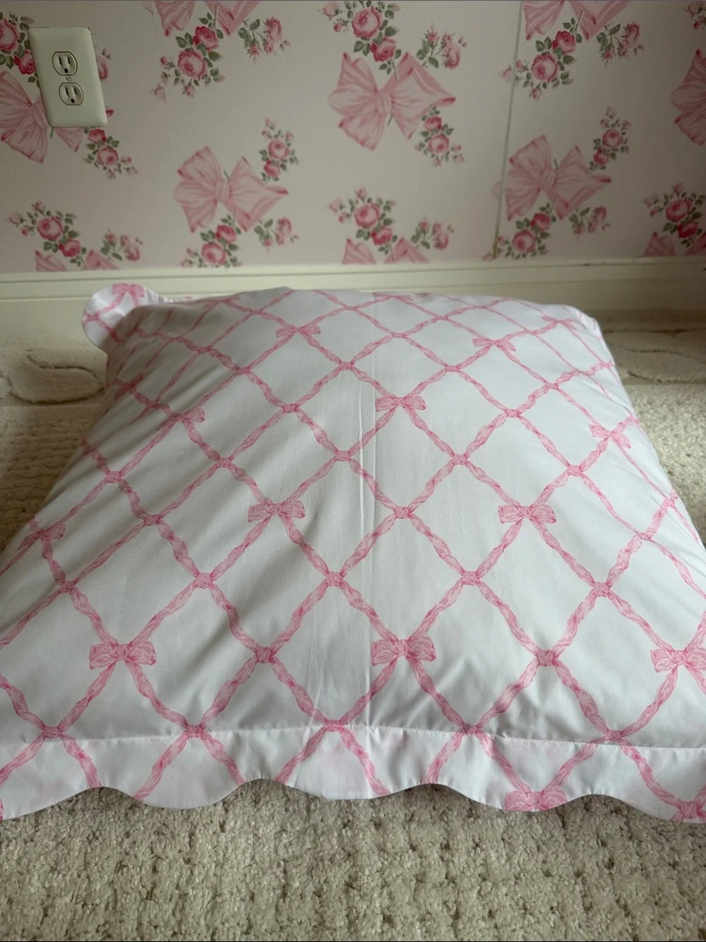 The Beaufort Bonnet Company Pink & White Lattice Throw Euro Shams - Set of 2
